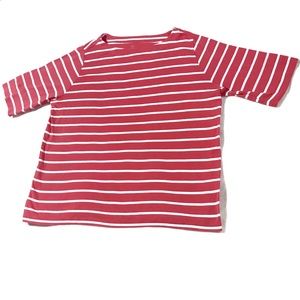 CJ Banks Coral White Stripe Women’s Blouse 1X